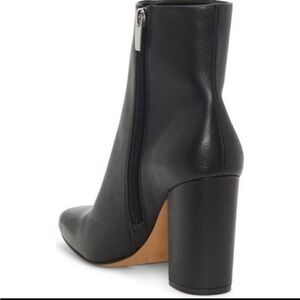 Women's Black Leather Block Heel Ankle Boots